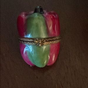 Hand painted two color Limoges Bell Pepper box
